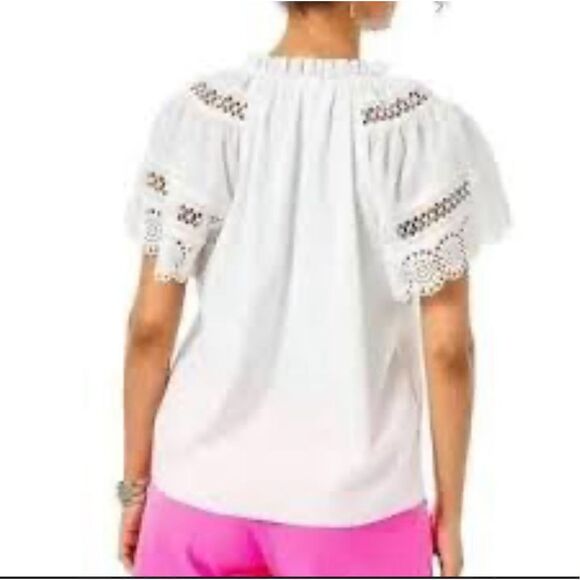 Lilly Pulitzer Embroidered candee top resort white lace tassel  boho top S - Picture 9 of 9